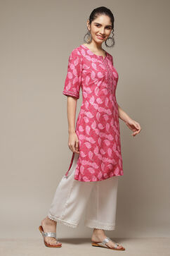 Pink LIVA Straight Kurta image number 5